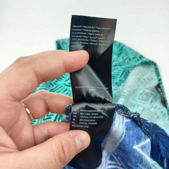 Ulla Popken Border Blues Print V-Neck Cotton Knit Tunic Top Tribal Ombre 32/34 - Picture 10 of 11